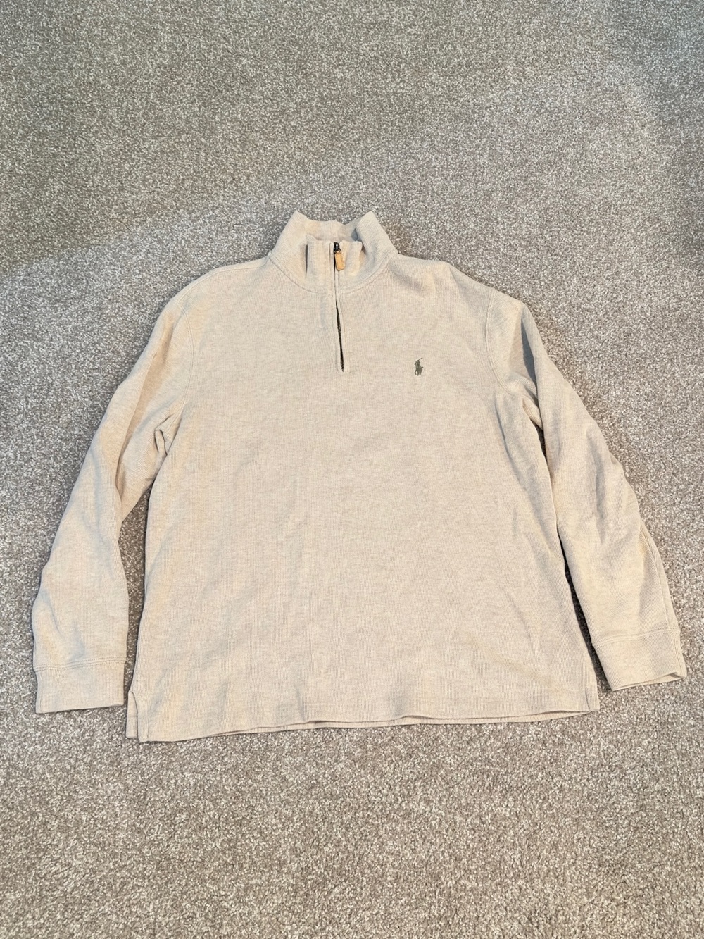 Polo by Ralph Lauren Men's Light Beige Half-Zip Sweater - Picture 2 of 5